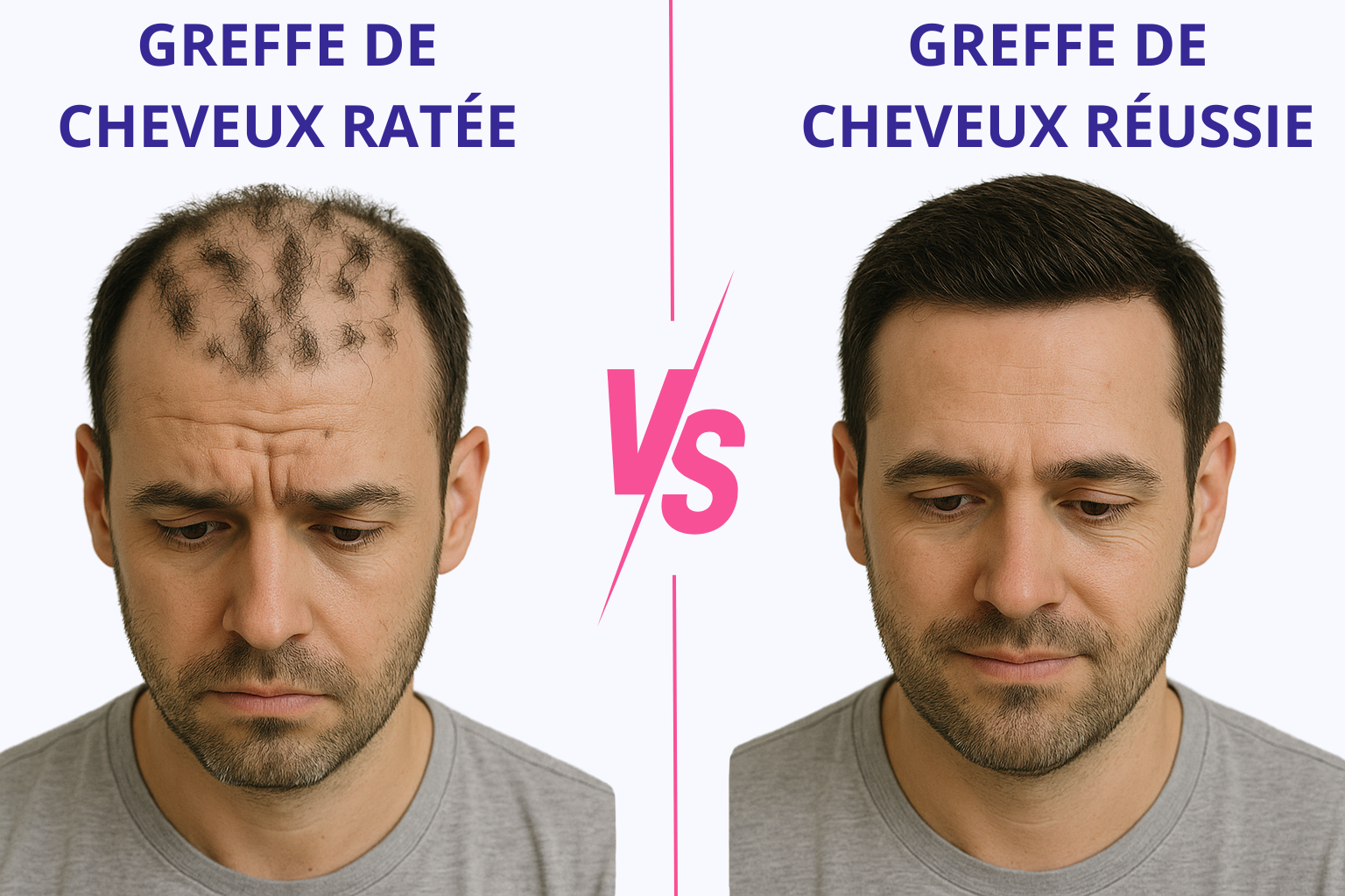 Greffe de cheveux ratée VS greffe de cheveux réussi